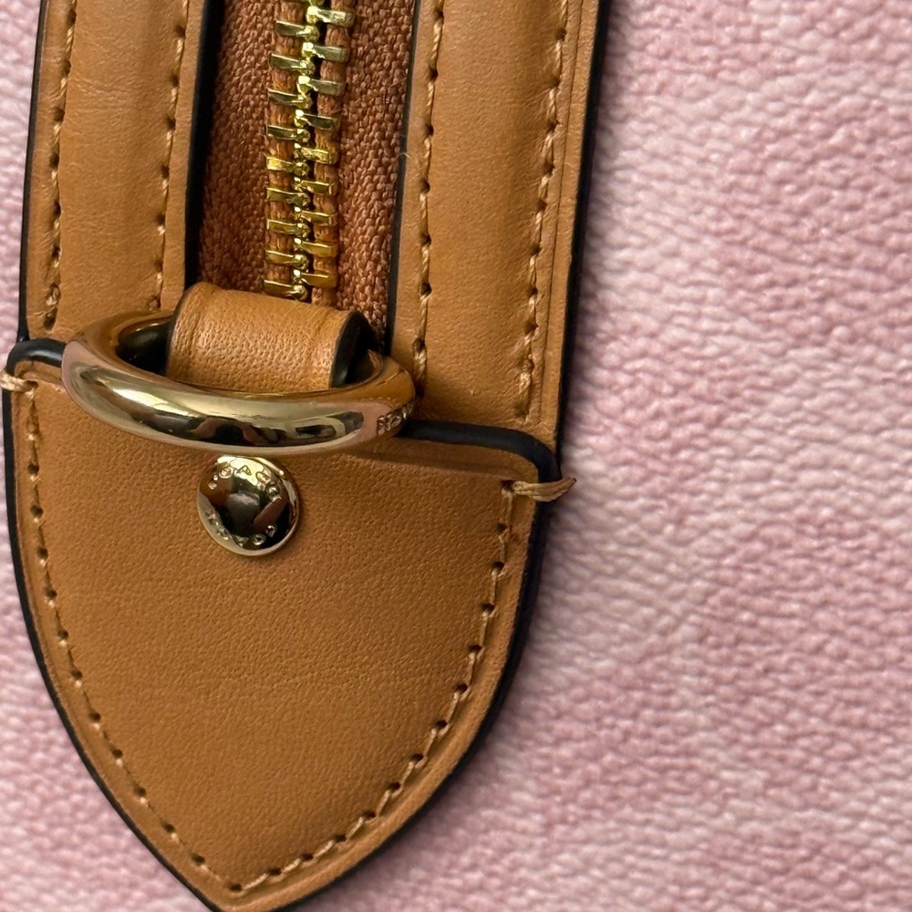 Coach Rowan Large Satchel Bag in Signature Canvas with charms powder pink - Picture 8 of 9